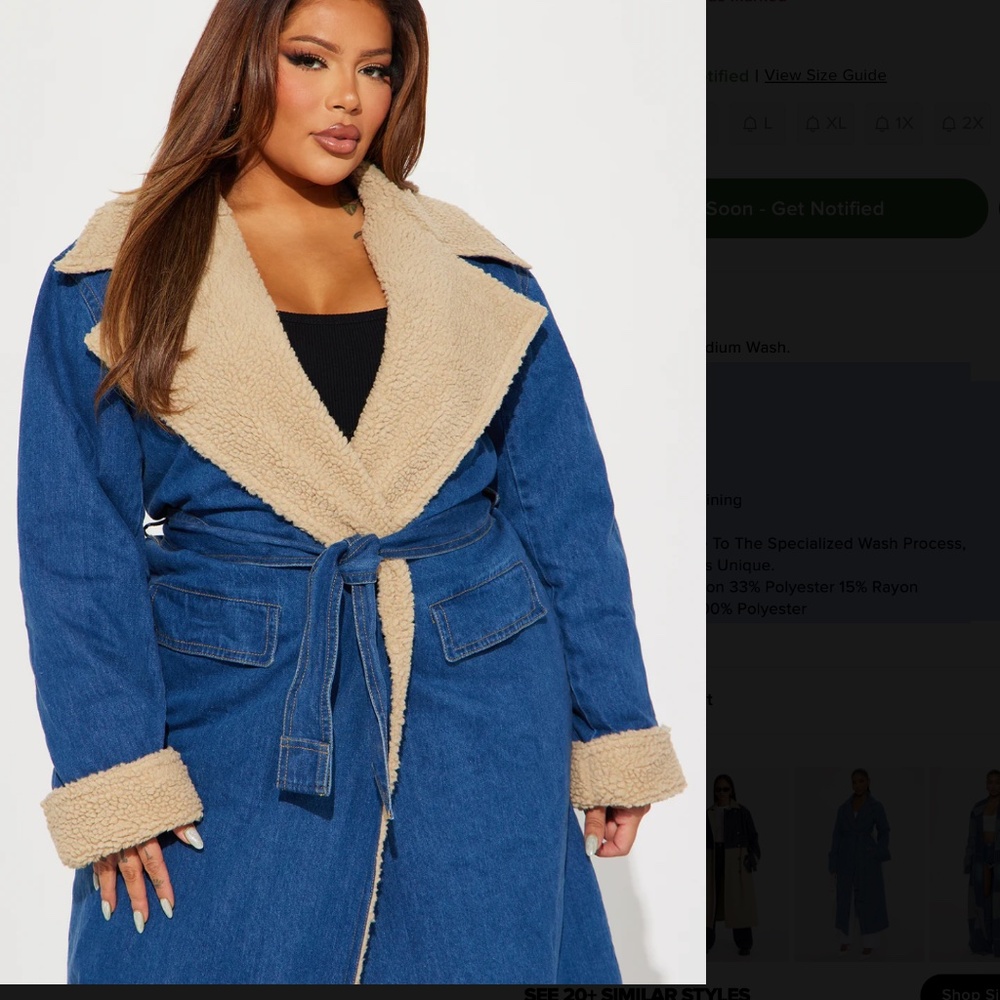 Fashion Nova Denium Coat in 3x